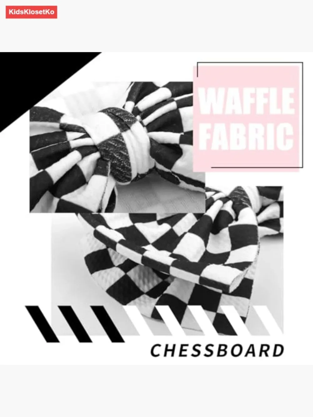 2 Pack 7 Inch Checkered Bow Headbands for Baby Girls Toddler Hair Accessories